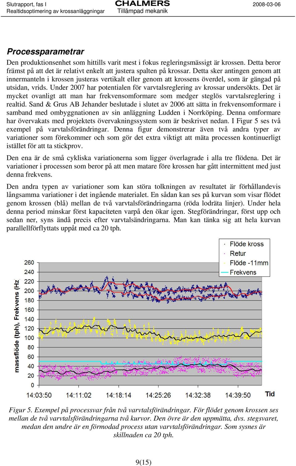 Under 2007 har potentialen för varvtalsreglering av krossar undersökts. Det är mycket ovanligt att man har frekvensomformare som medger steglös varvtalsreglering i realtid.