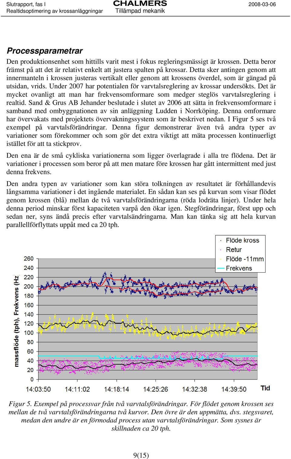 Under 2007 har potentialen för varvtalsreglering av krossar undersökts. Det är mycket ovanligt att man har frekvensomformare som medger steglös varvtalsreglering i realtid.