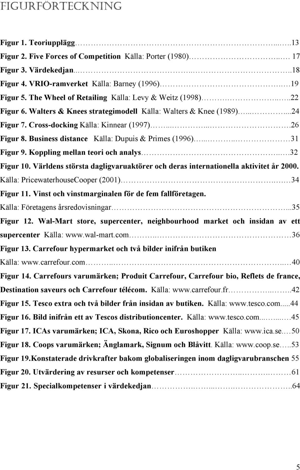 Business distance Källa: Dupuis & Primes (1996)..... 31 Figur 9. Koppling mellan teori och analys...32 Figur 10. Världens största dagligvaruaktörer och deras internationella aktivitet år 2000.