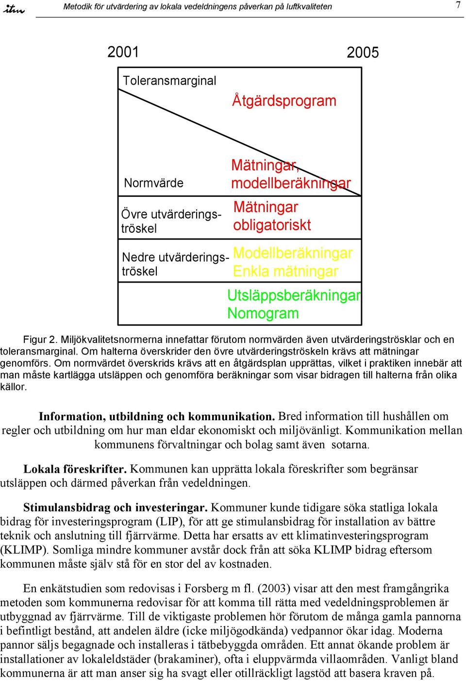 Miljökvalitetsnormerna innefattar förutom normvärden även utvärderingströsklar och en toleransmarginal. Om halterna överskrider den övre utvärderingströskeln krävs att mätningar genomförs.