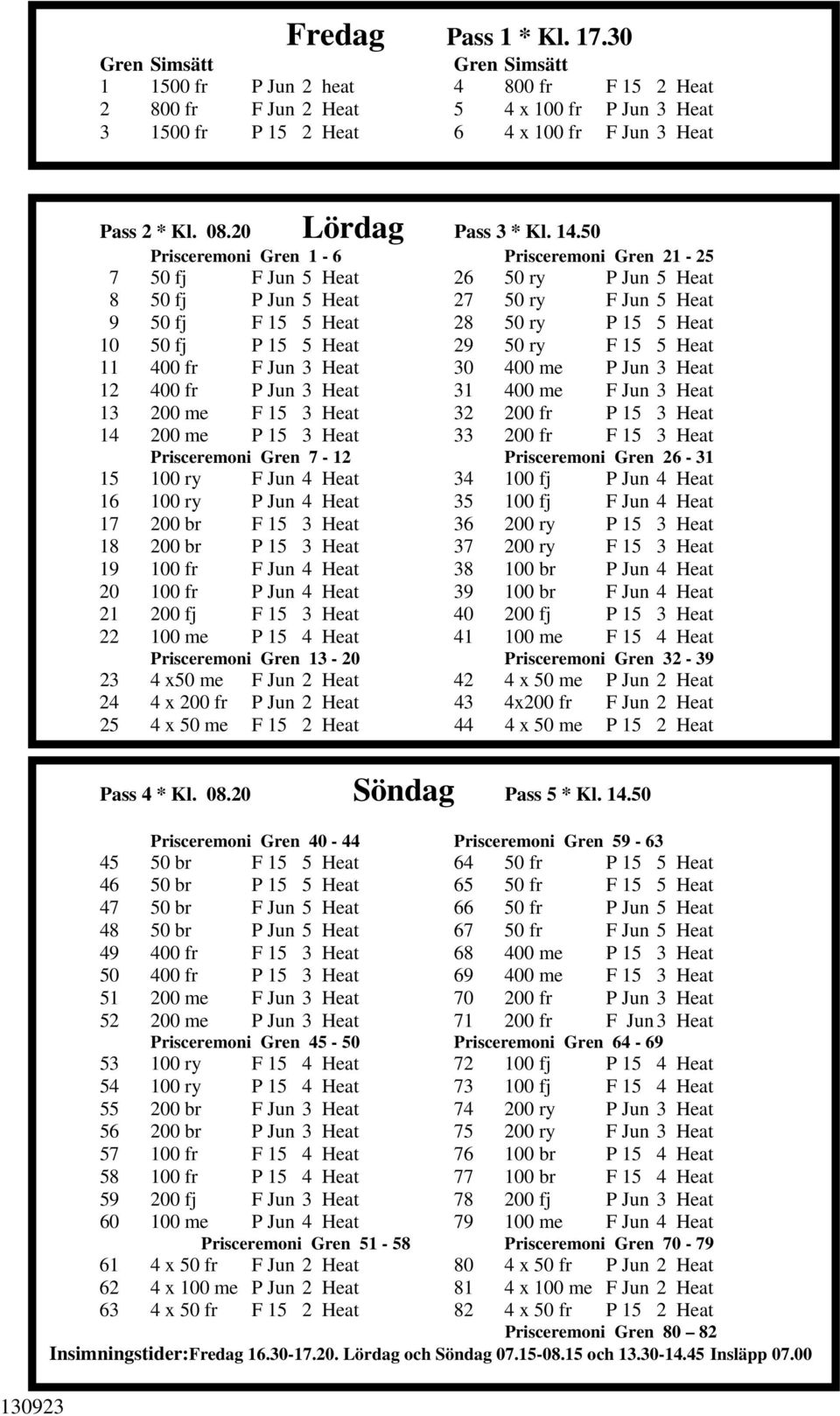 20 Lördag Pass 3 * Kl. 14.