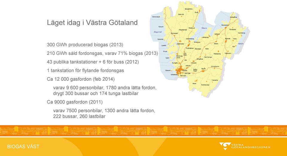 gasfordon (feb 2014) varav 9 600 personbilar, 1780 andra lätta fordon, drygt 300 bussar och 174 tunga