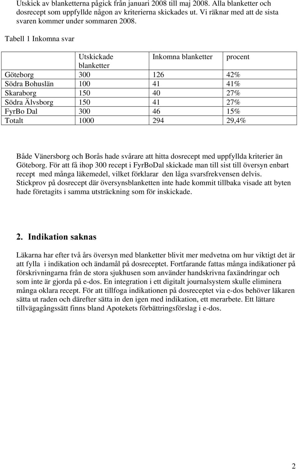 och Borås hade svårare att hitta dosrecept med uppfyllda kriterier än Göteborg.
