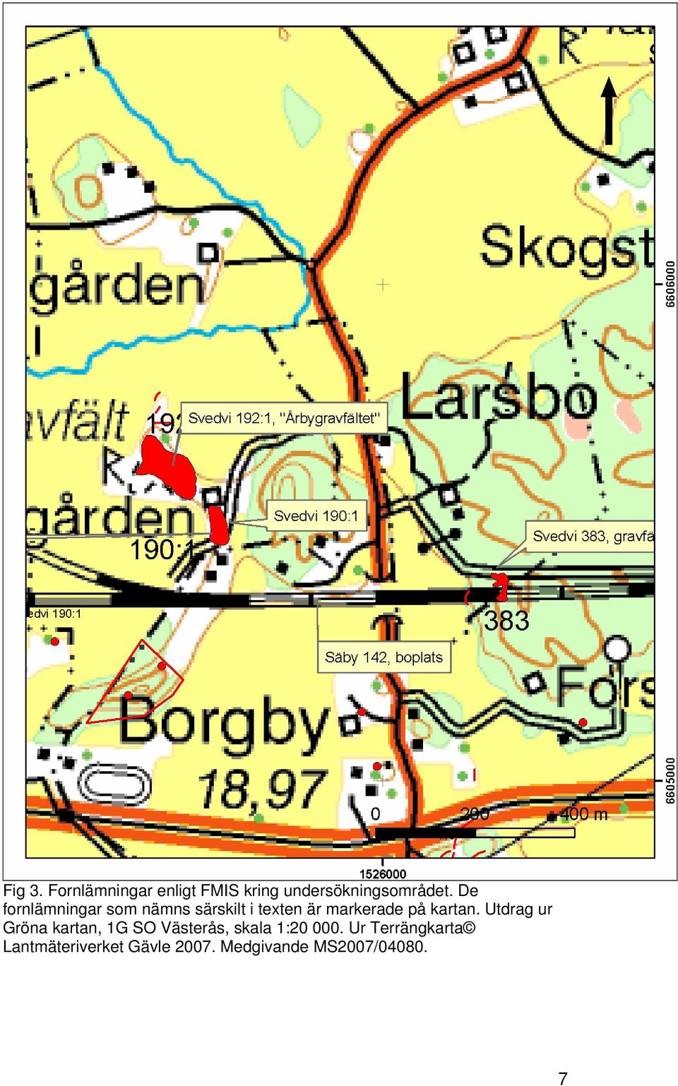 kartan. Utdrag ur Gröna kartan, 1G SO Västerås, skala 1:20 000.
