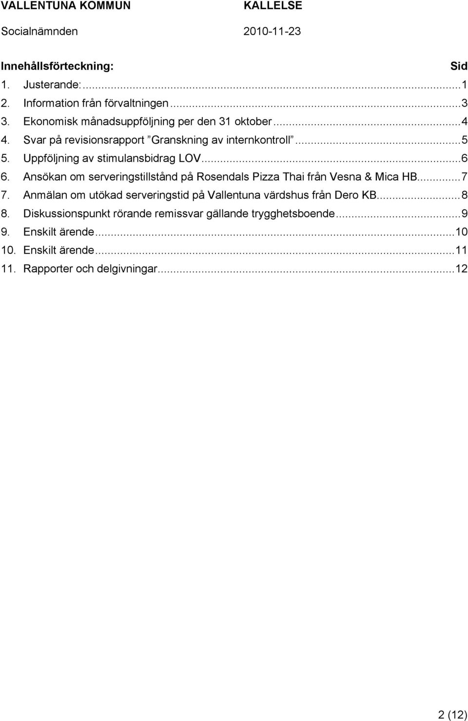 Ansökan om serveringstillstånd på Rosendals Pizza Thai från Vesna & Mica HB...7 7.