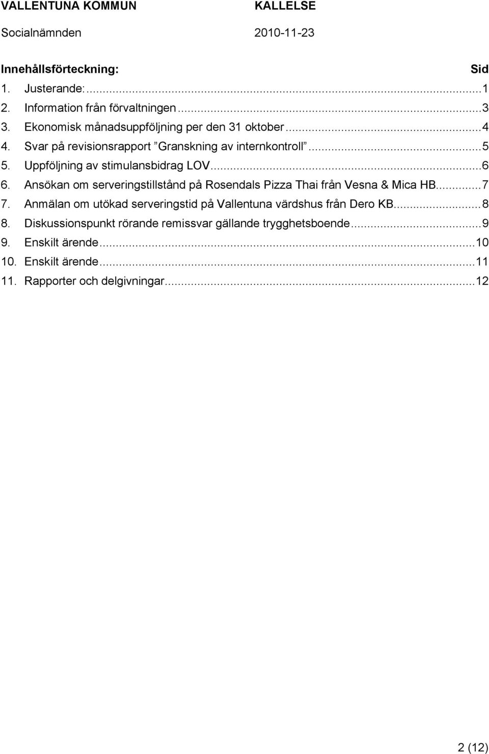 Ansökan om serveringstillstånd på Rosendals Pizza Thai från Vesna & Mica HB...7 7.