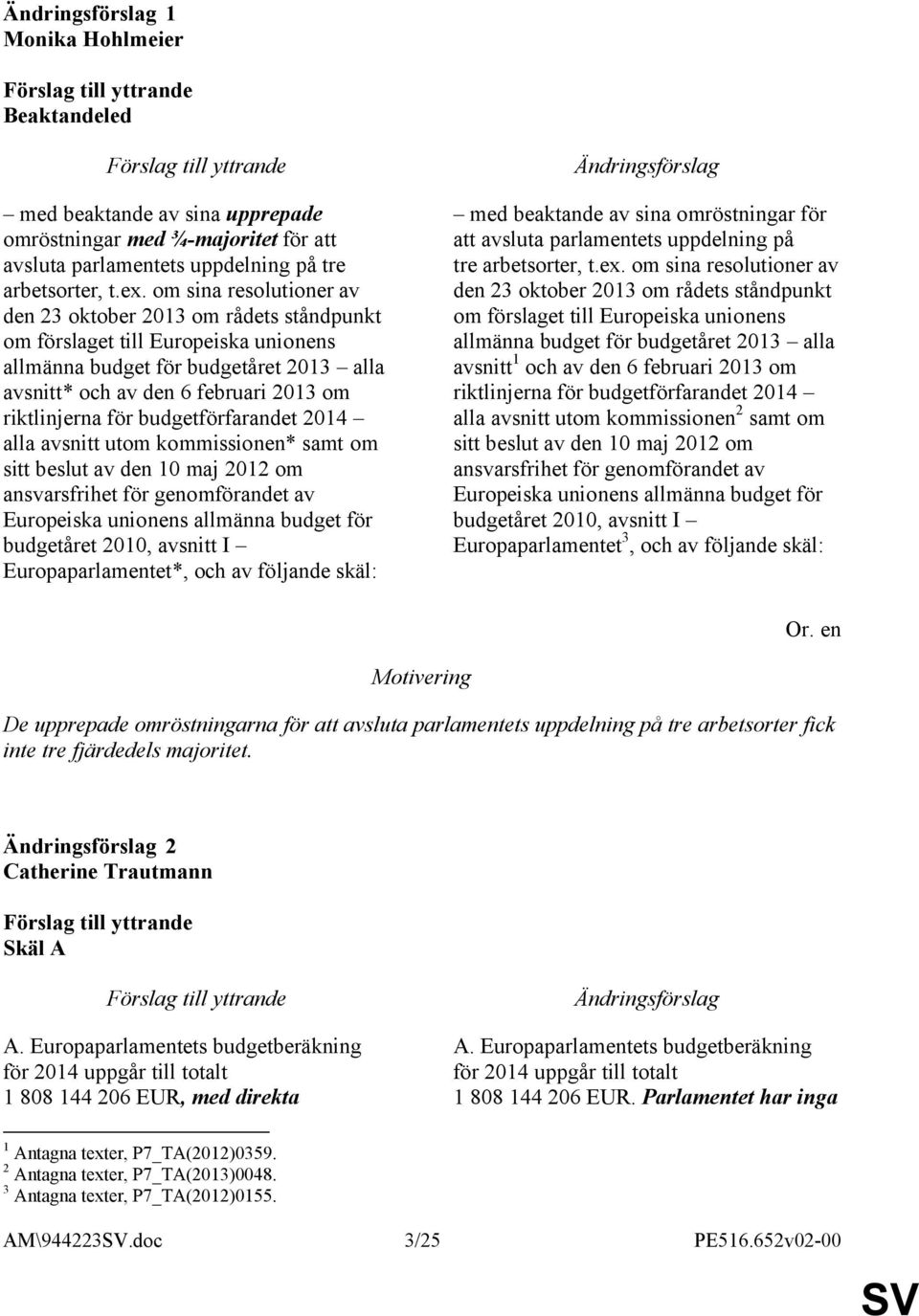 budgetförfarandet 2014 alla avsnitt utom kommissionen* samt om sitt beslut av den 10 maj 2012 om ansvarsfrihet för genomförandet av Europeiska unionens allmänna budget för budgetåret 2010, avsnitt I