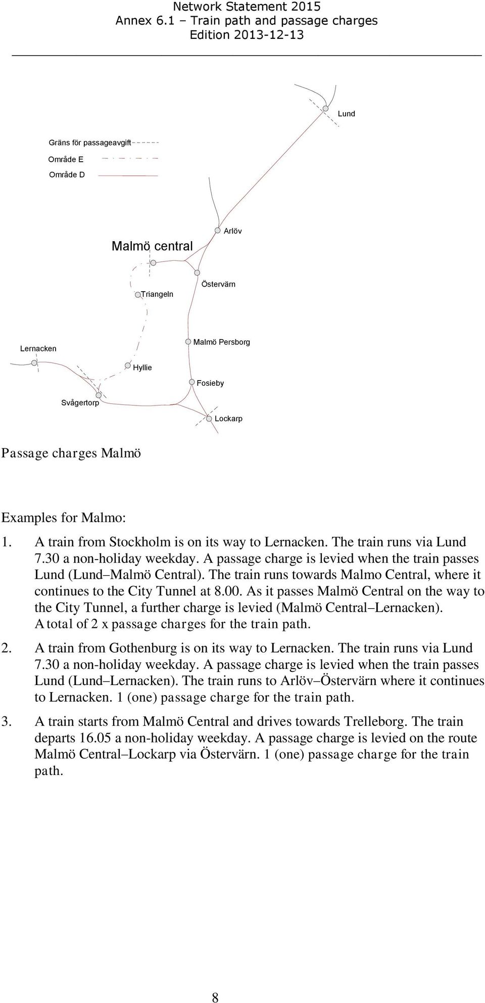 The train runs towards Malmo Central, where it continues to the City Tunnel at 8.00. As it passes Malmö Central on the way to the City Tunnel, a further charge is levied (Malmö Central Lernacken).