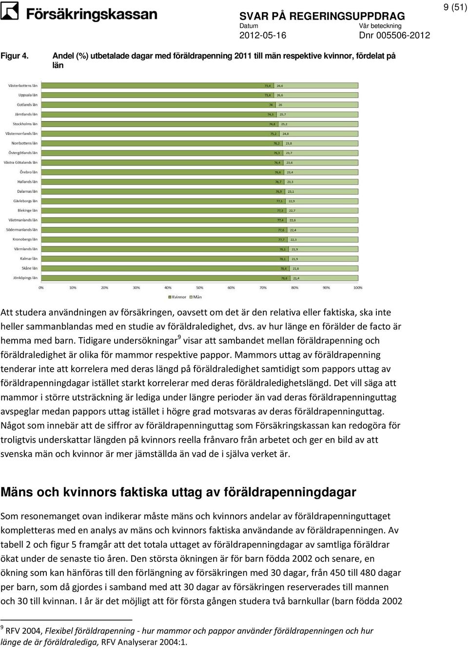 heller sammanblandas med en studie av föräldraledighet, dvs. av hur länge en förälder de facto är hemma med barn.