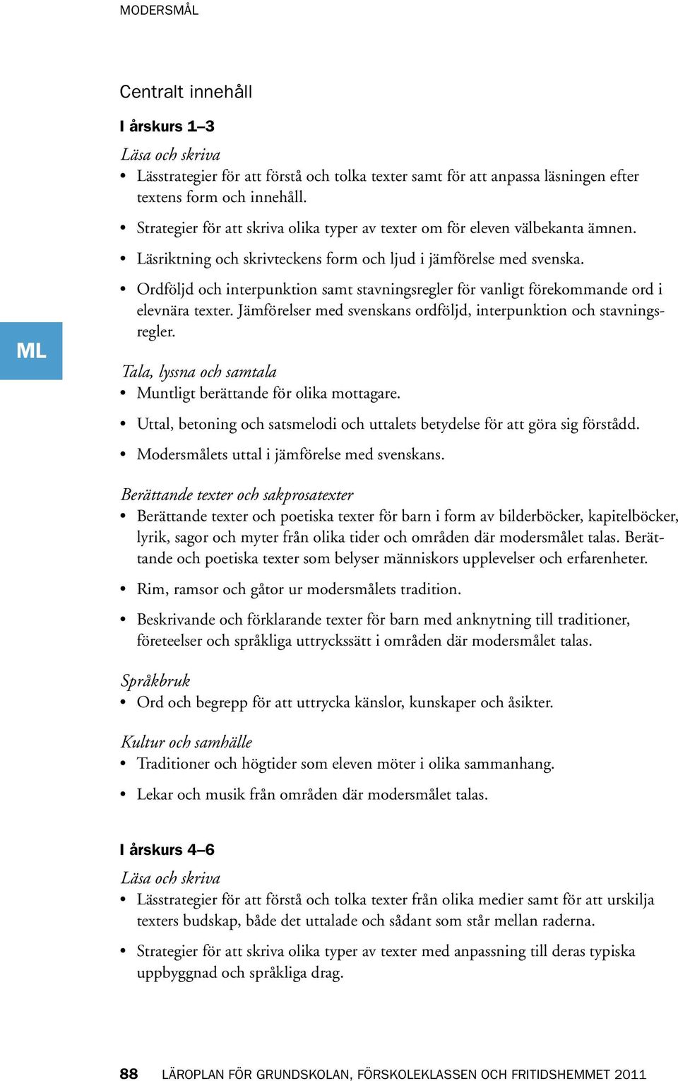 Ordföljd och interpunktion samt stavningsregler för vanligt förekommande ord i elevnära texter. Jämförelser med svenskans ordföljd, interpunktion och stavningsregler.