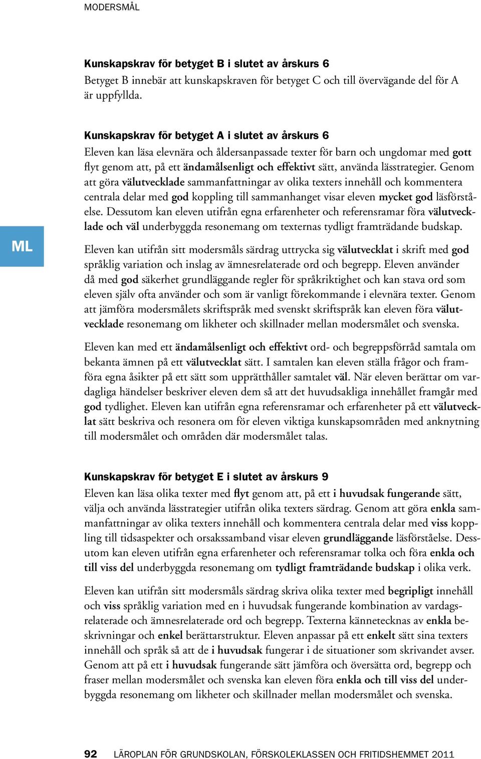 lässtrategier. Genom att göra välutvecklade sammanfattningar av olika texters innehåll och kommentera centrala delar med god koppling till sammanhanget visar eleven mycket god läsförståelse.