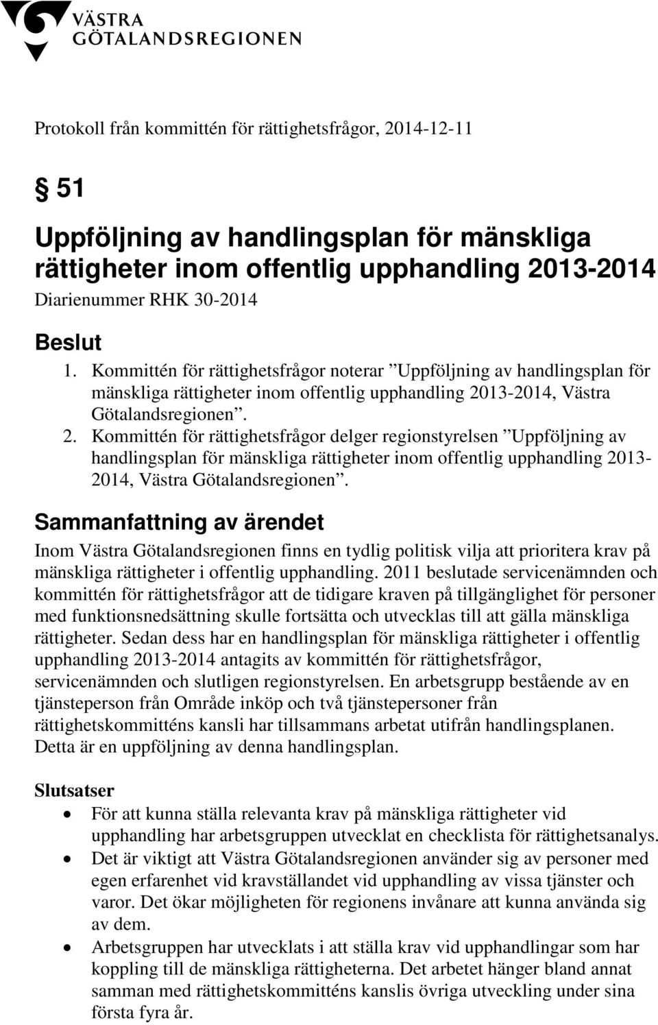 13-2014, Västra Götalandsregionen. 2.