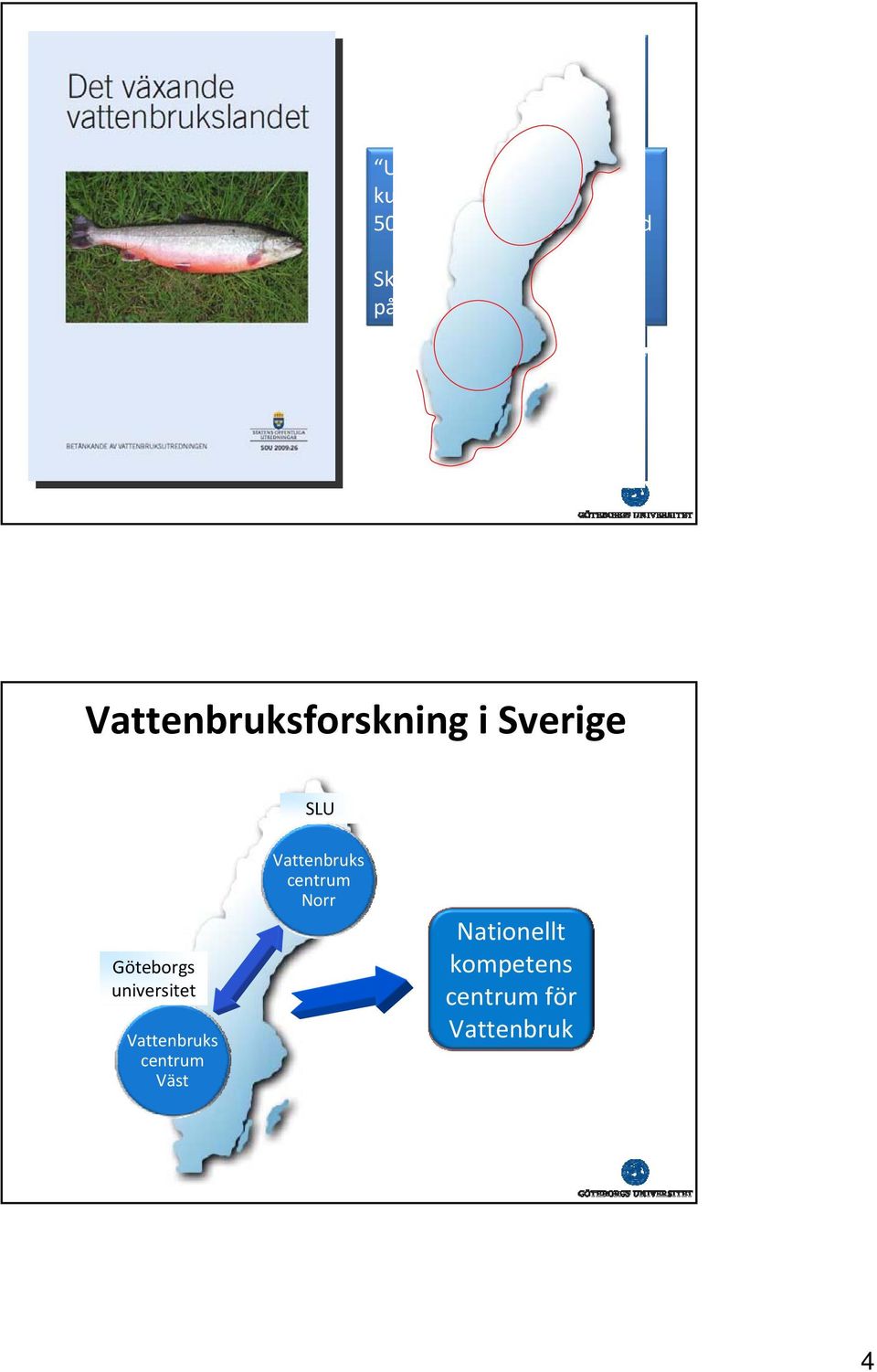 000 ton på en 5 års period SLU och GU samordnar sin forskning på vattenbruksområdet För den marina delen av vattenbruksforskningen bör medel avsättas till Göteborgs Universitet Skulle kräva en