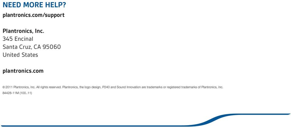 com 2011 Plantronics, Inc. All rights reserved.
