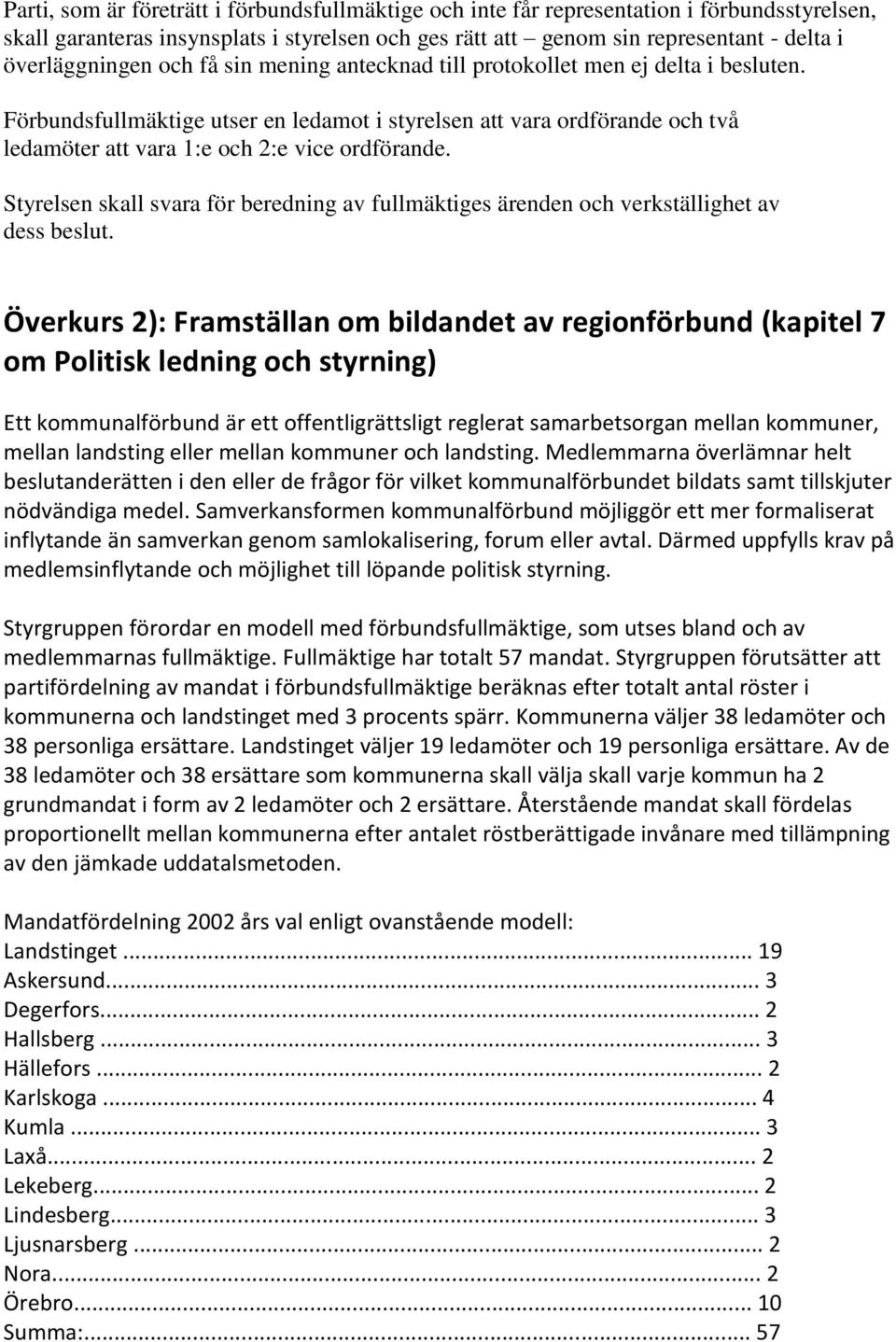 Förbundsfullmäktige utser en ledamot i styrelsen att vara ordförande och två ledamöter att vara 1:e och 2:e vice ordförande.