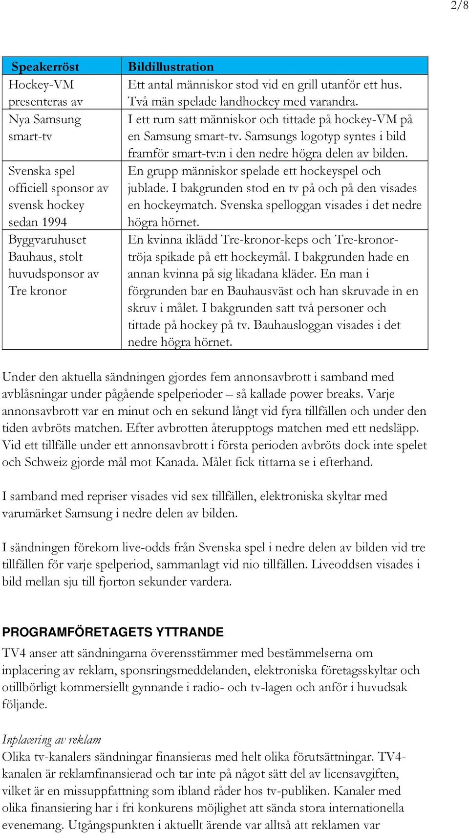 Samsungs logotyp syntes i bild framför smart-tv:n i den nedre högra delen av bilden. En grupp människor spelade ett hockeyspel och jublade.