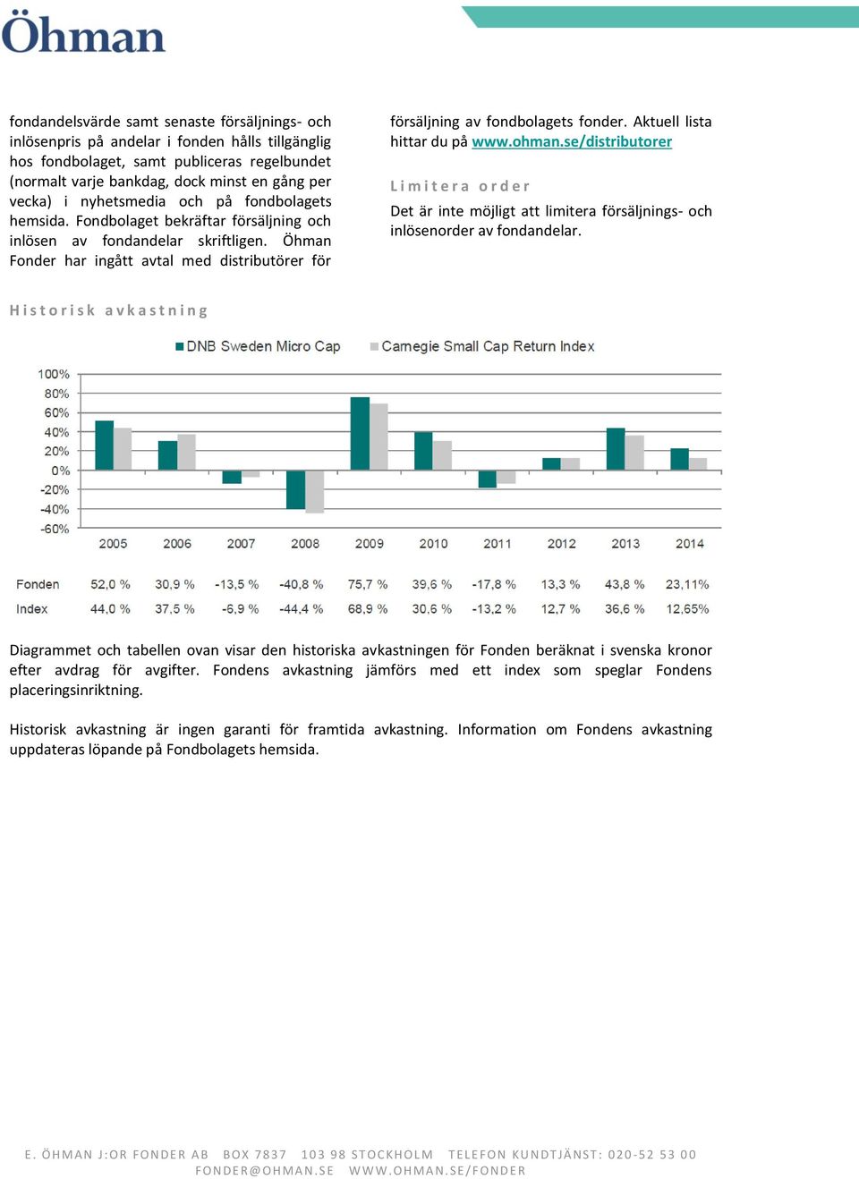Öhman Fonder har ingått avtal med distributörer för försäljning av fondbolagets fonder. Aktuell lista hittar du på www.ohman.