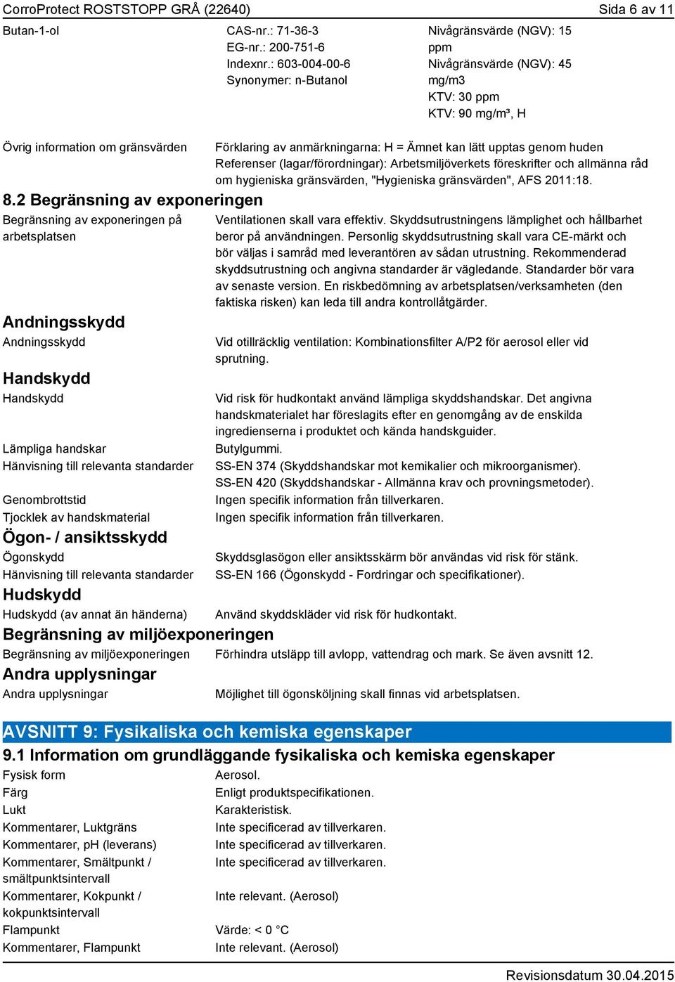 SÄKERHETSDATABLAD CorroProtect ROSTSTOPP GRÅ (22640) - PDF Free ...