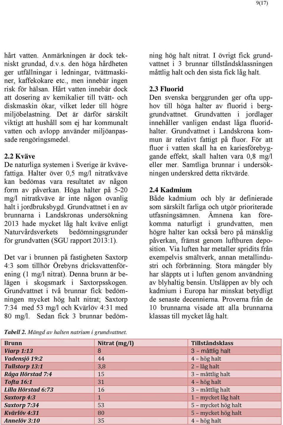 Det är därför särskilt viktigt att hushåll som ej har kommunalt vatten och avlopp använder miljöanpassade rengöringsmedel. 2.2 Kväve De naturliga systemen i Sverige är kvävefattiga.