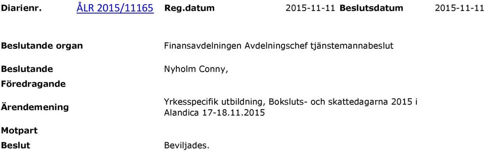 Finansavdelningen Avdelningschef Nyholm Conny,