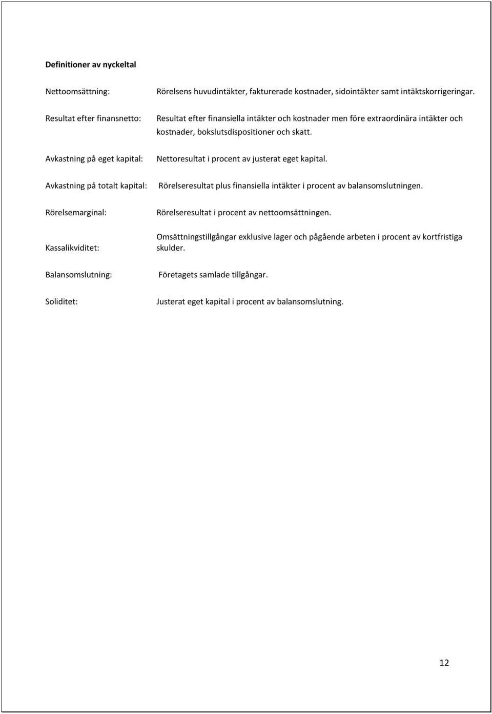 Avkastning på eget kapital: Nettoresultat i procent av justerat eget kapital. Avkastning på totalt kapital: Rörelseresultat plus finansiella intäkter i procent av balansomslutningen.