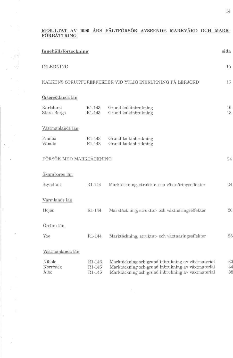 MAHKTÄCKl\TING 24 R1-144 24 1\1 144 ca"""ullt:,, struktur, och 2G Yxe R1 144 JViarktäclming, struktur, och växtnäring:;effekter 28 Västmanlands län _.~--"~-_.- -~.