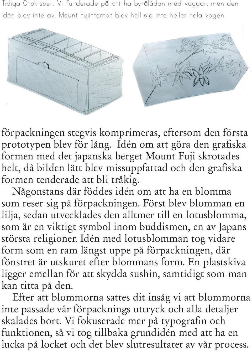 Idén om att göra den grafiska formen med det japanska berget Mount Fuji skrotades helt, då bilden lätt blev missuppfattad och den grafiska formen tenderade att bli tråkig.