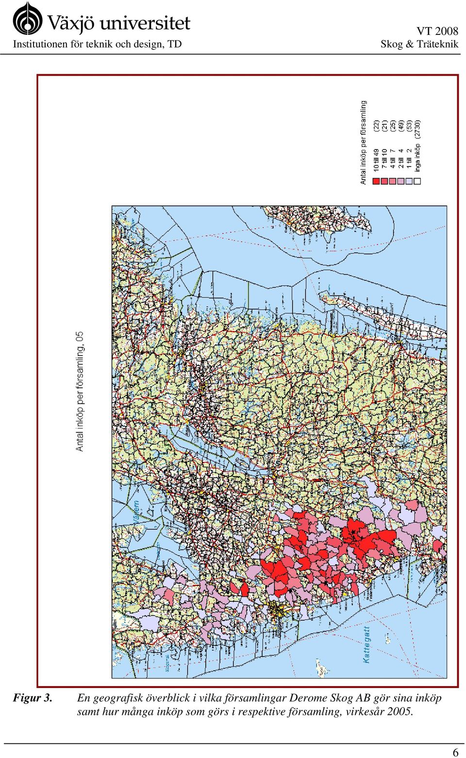 En geografisk överblick i vilka församlingar Derome