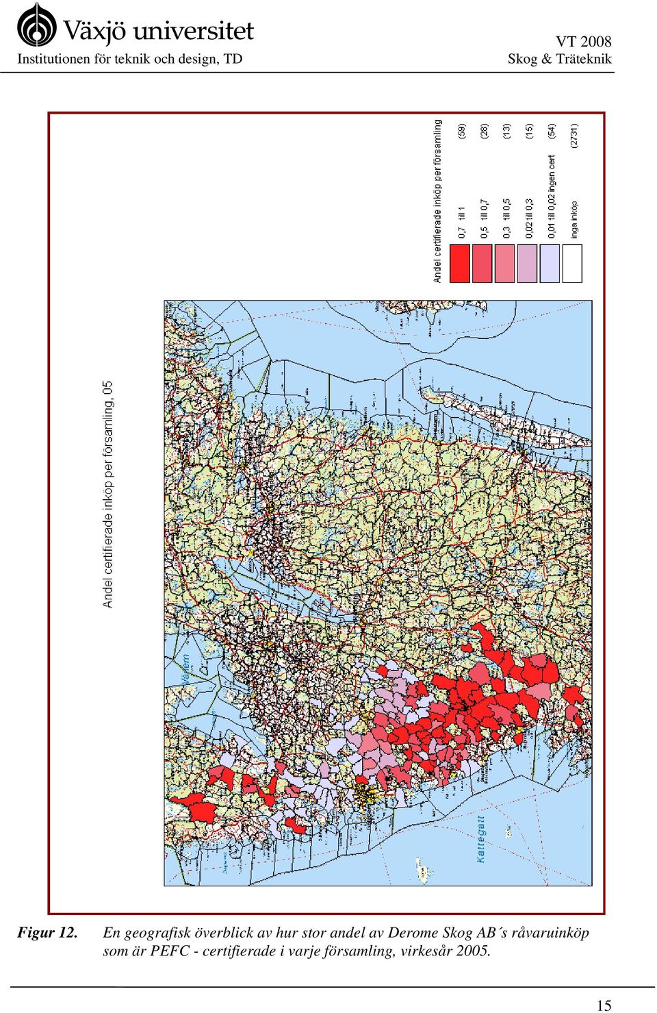 En geografisk överblick av hur stor andel av Derome