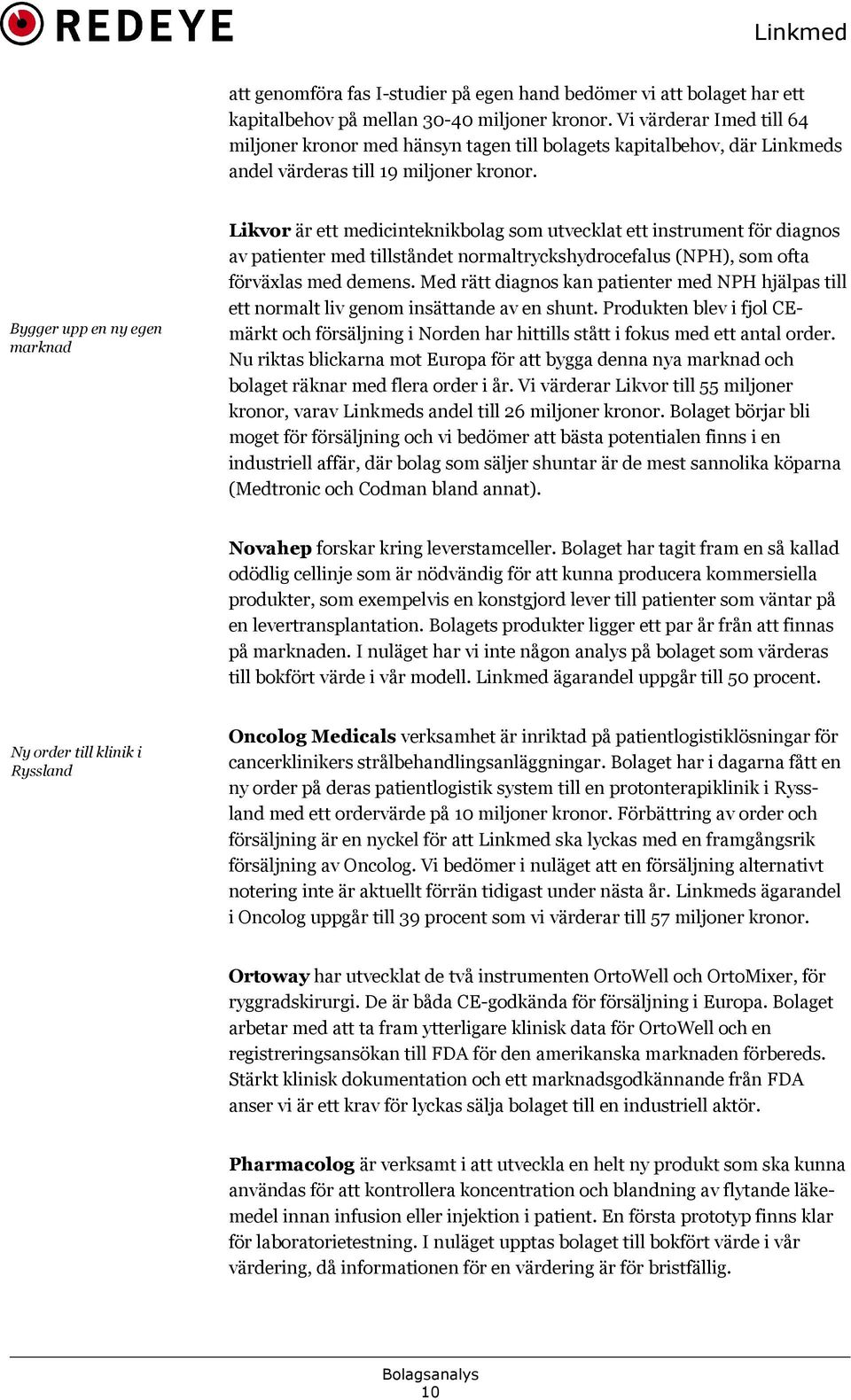 Bygger upp en ny egen marknad Likvor är ett medicinteknikbolag som utvecklat ett instrument för diagnos av patienter med tillståndet normaltryckshydrocefalus (NPH), som ofta förväxlas med demens.