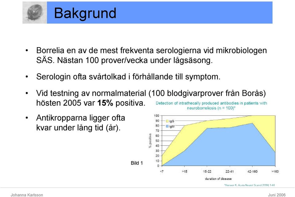 Serologin ofta svårtolkad i förhållande till symptom.