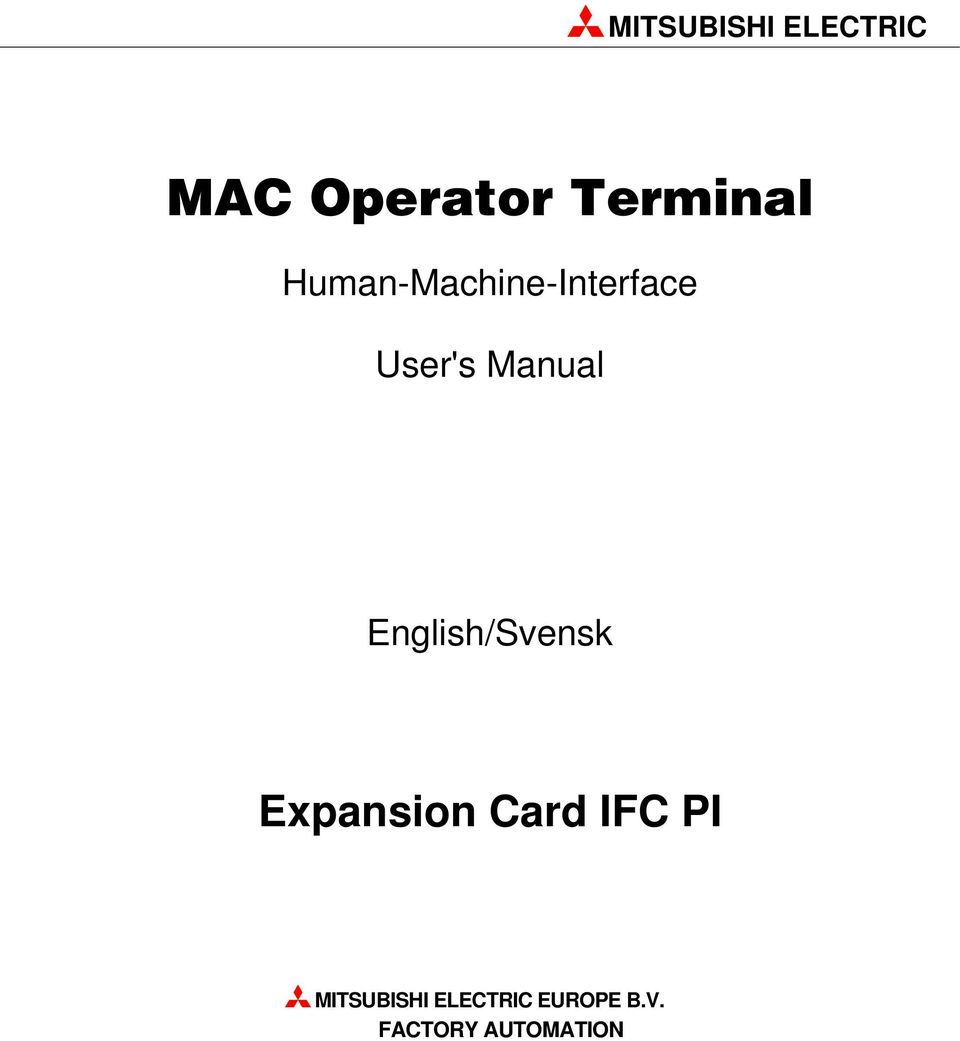 Manual English/Svensk Ex pan sion Card IFC