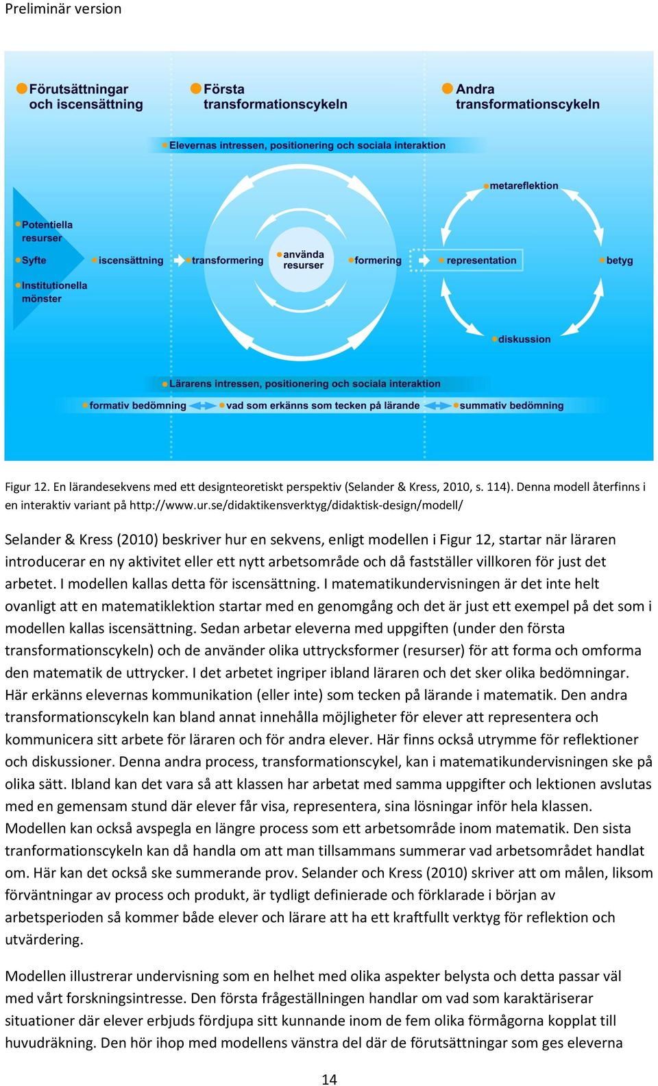 se/didaktikensverktyg/didaktisk-design/modell/ Selander & Kress (2010) beskriver hur en sekvens, enligt modellen i 12, startar när läraren introducerar en ny aktivitet eller ett nytt arbetsområde och