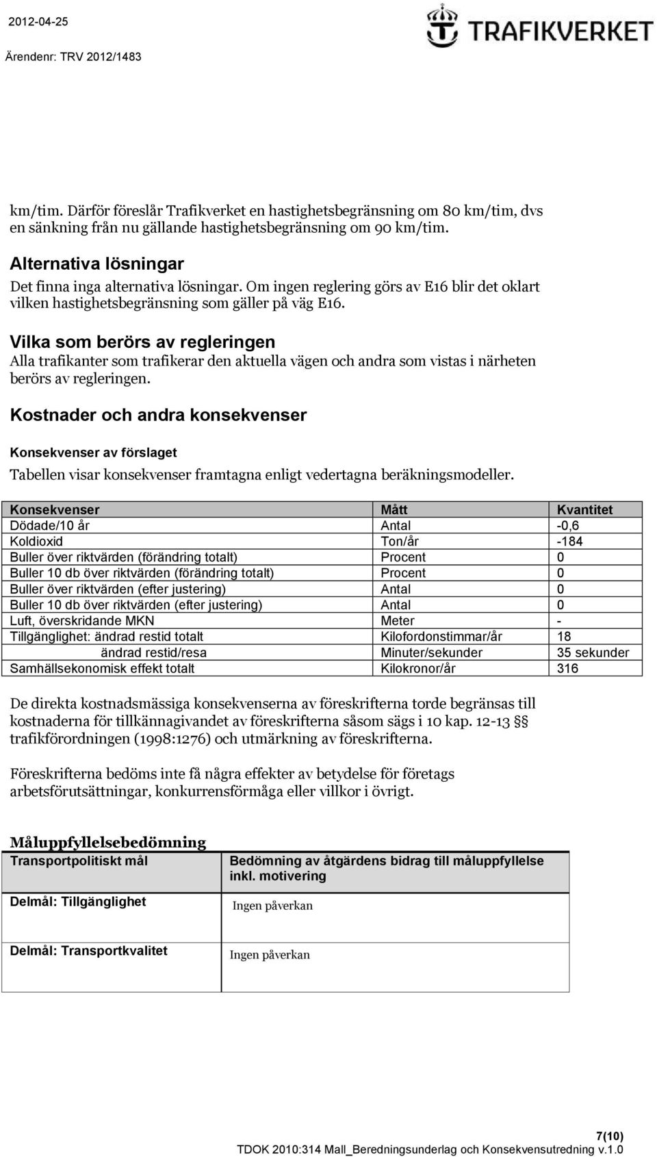 Vilka som berörs av regleringen Alla trafikanter som trafikerar den aktuella vägen och andra som vistas i närheten berörs av regleringen.