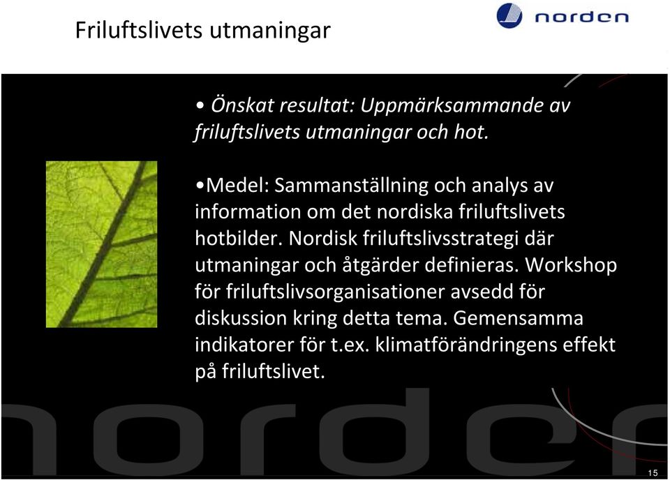 Nordisk friluftslivsstrategi där utmaningar och åtgärder definieras.
