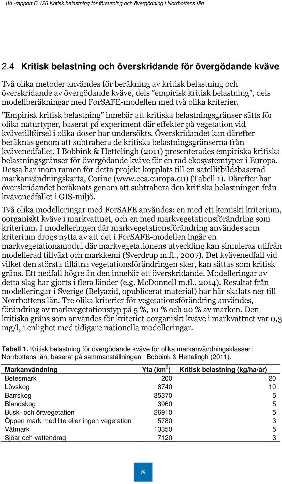 Empirisk kritisk belastning innebär att kritiska belastningsgränser sätts för olika naturtyper, baserat på experiment där effekter på vegetation vid kvävetillförsel i olika doser har undersökts.