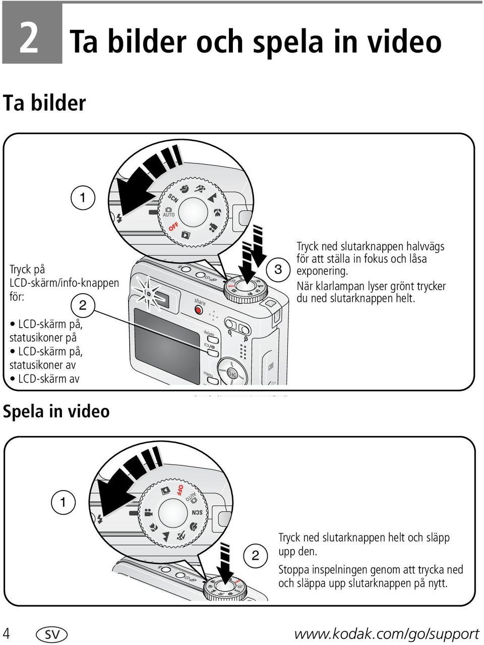 och låsa exponering. När klarlampan lyser grönt trycker du ned slutarknappen helt.