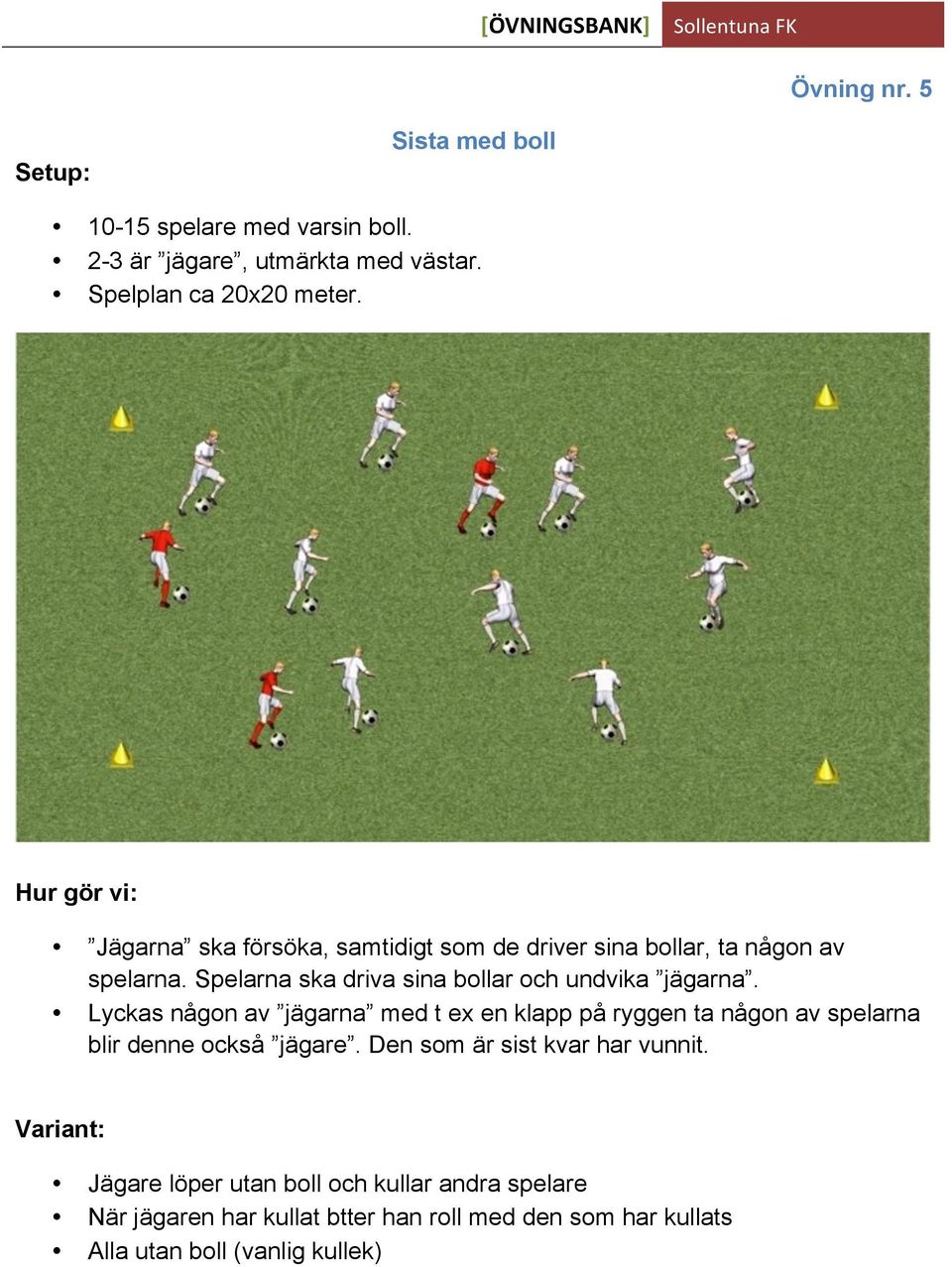 Lyckas någon av jägarna med t ex en klapp på ryggen ta någon av spelarna blir denne också jägare. Den som är sist kvar har vunnit.