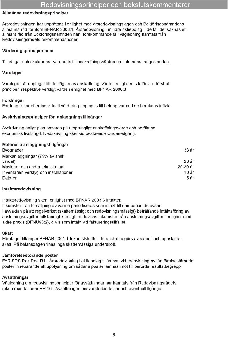 Värderingsprinciper m m Tillgångar och skulder har värderats till anskaffningsvärden om inte annat anges nedan. Varulager Varulagret är upptaget till det lägsta av anskaffningsvärdet enligt den s.
