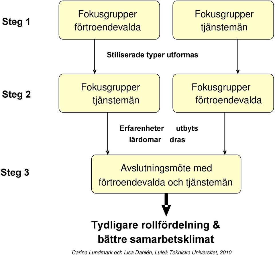 förtroendevalda politiker Erfarenheter lärdomar utbyts dras Steg 3 Avslutningsmöte med Blandade fokusgrupper