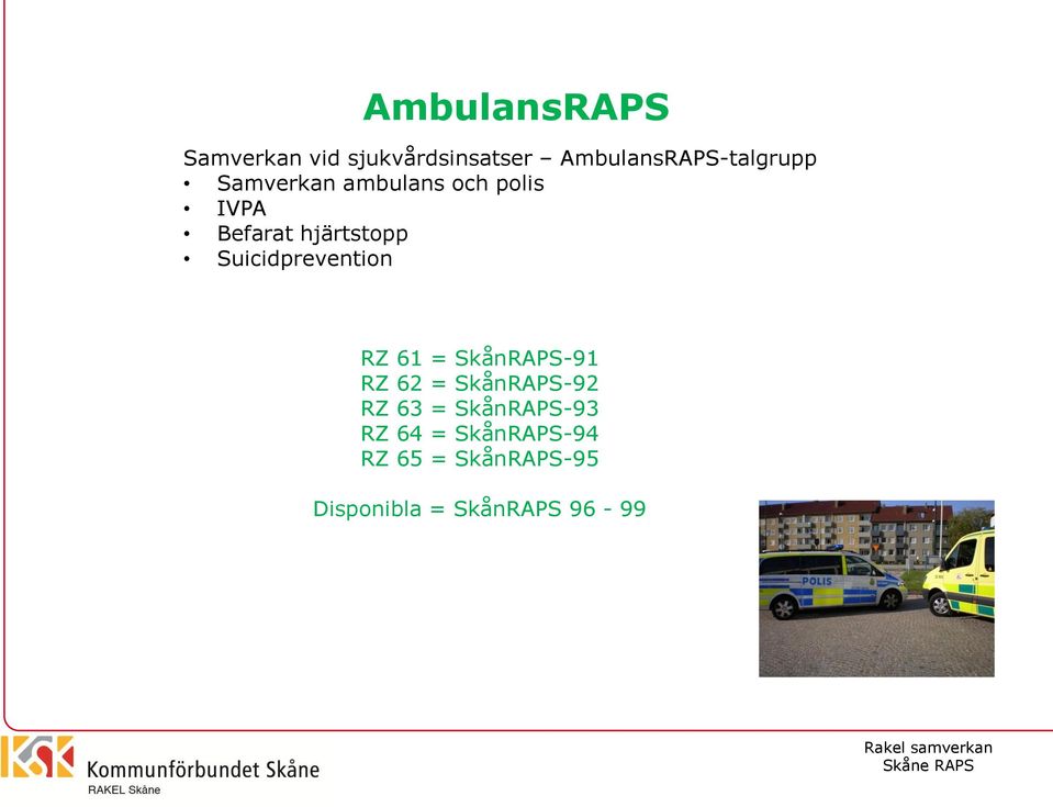 hjärtstopp Suicidprevention RZ 61 = SkånRAPS-91 RZ 62 =