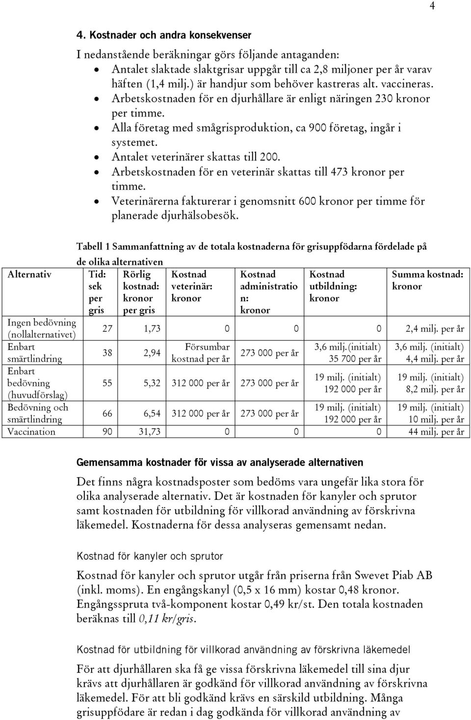 Antalet veterinärer skattas till 200. Arbetskostnaden för en veterinär skattas till 473 kronor per timme. Veterinärerna fakturerar i genomsnitt 600 kronor per timme för planerade djurhälsobesök.