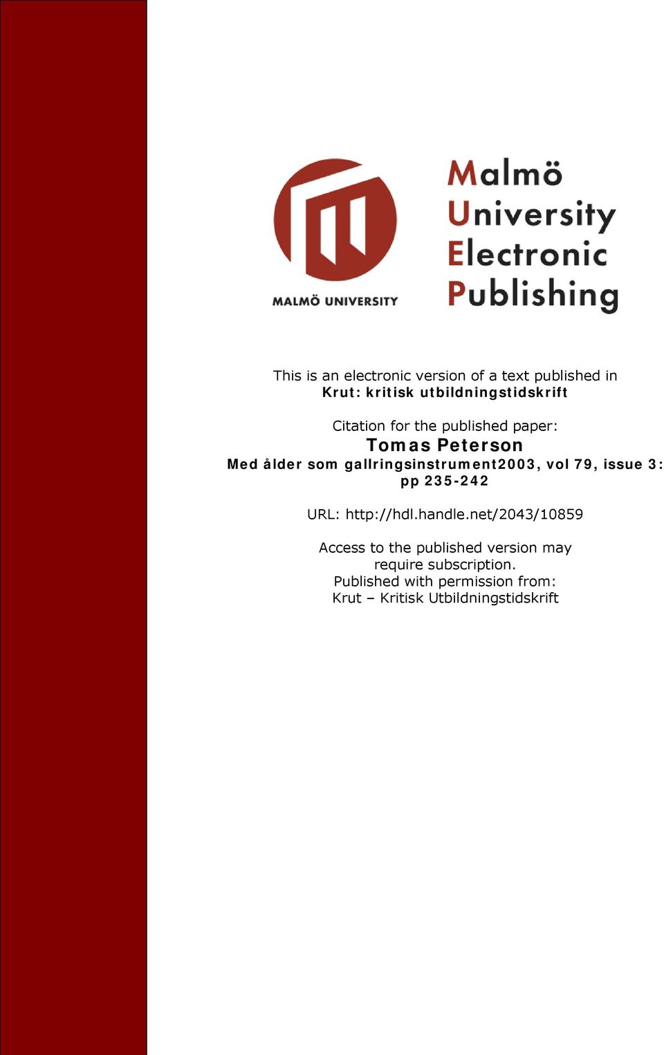 79, issue 3: pp 235-242 URL: http://hdl.handle.