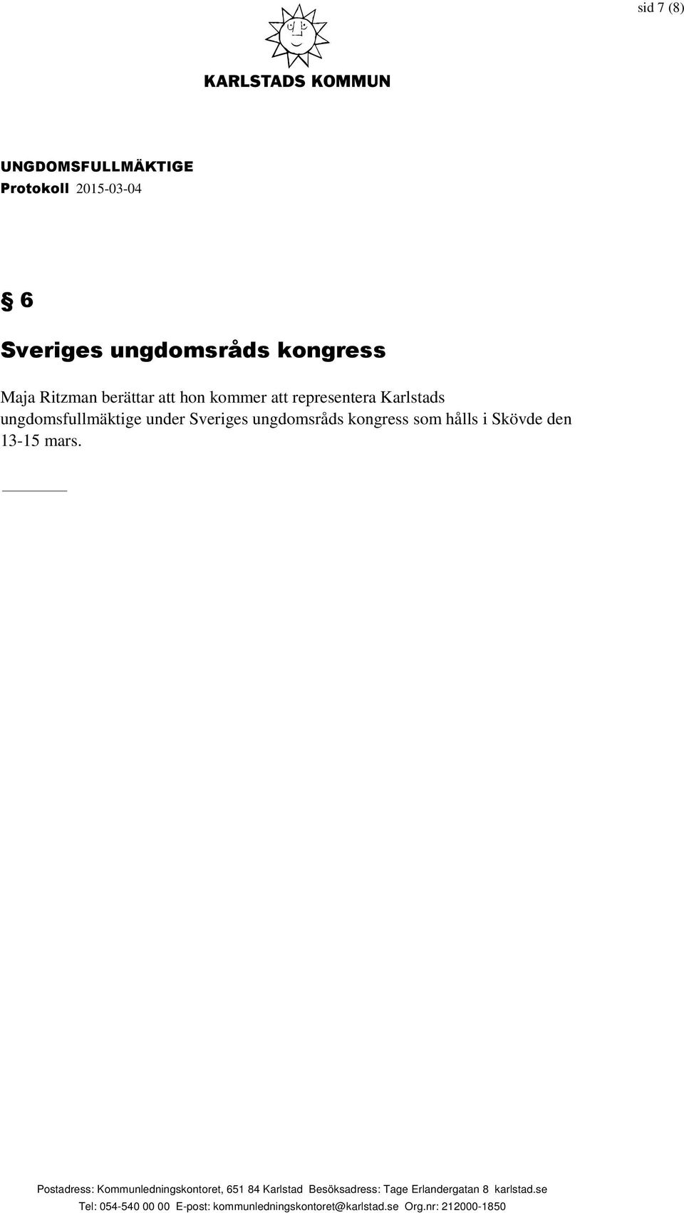 Karlstads ungdomsfullmäktige under Sveriges