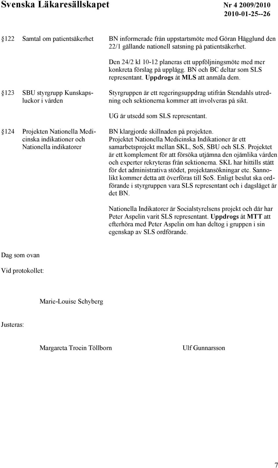 123 SBU styrgrupp Kunskapsluckor i vården Styrgruppen är ett regeringsuppdrag utifrån Stendahls utredning och sektionerna kommer att involveras på sikt. UG är utsedd som SLS representant.