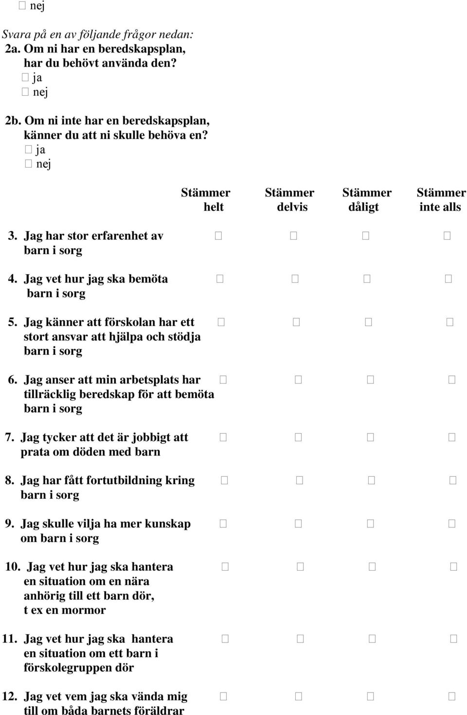 Jag känner att förskolan har ett stort ansvar att hjälpa och stödja 6. Jag anser att min arbetsplats har tillräcklig beredskap för att bemöta 7.