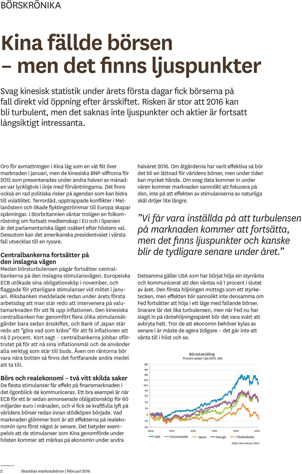 Oro för avmattningen i Kina låg som en våt filt över marknaden i januari, men de kinesiska BNP-siffrorna för 215 som presenterades under andra halvan av månaden var lyckligtvis i linje med