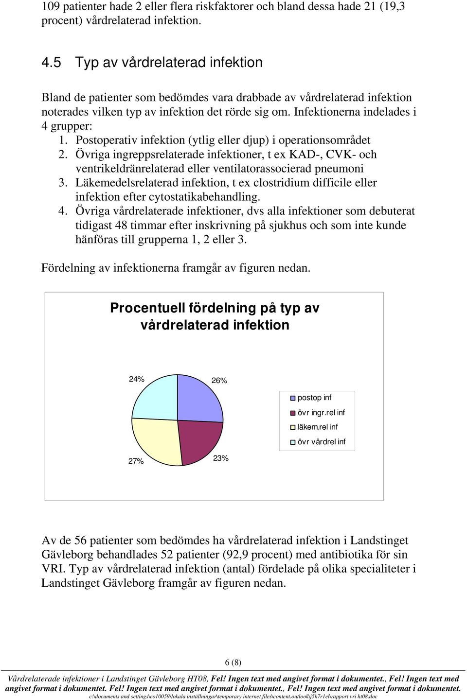 Postoperativ infektion (ytlig eller djup) i operationsområdet 2. Övriga ingreppsrelaterade infektioner, t ex KAD-, CVK- och ventrikeldränrelaterad eller ventilatorassocierad pneumoni 3.