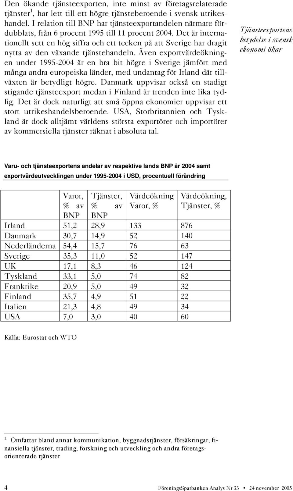 Det är internationellt sett en hög siffra och ett tecken på att Sverige har dragit nytta av den växande tjänstehandeln.