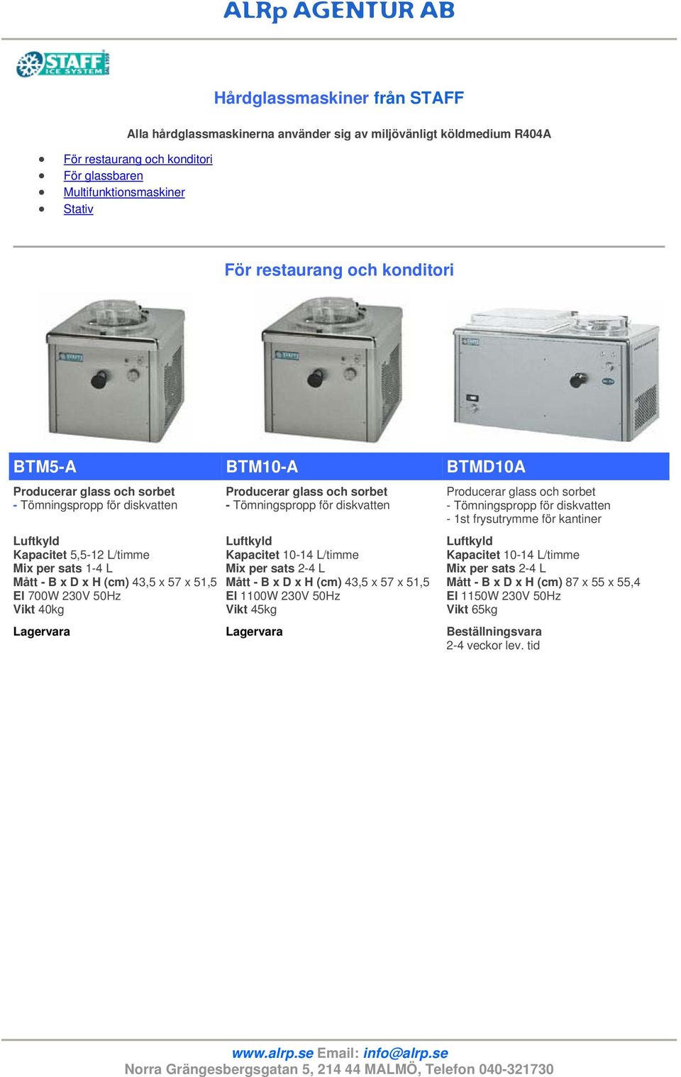 5,5-12 L/timme Mix per sats 1-4 L Mått - B x D x H (cm) 43,5 x 57 x 51,5 El 700W 230V 50Hz 40kg Mått - B x D x H (cm)